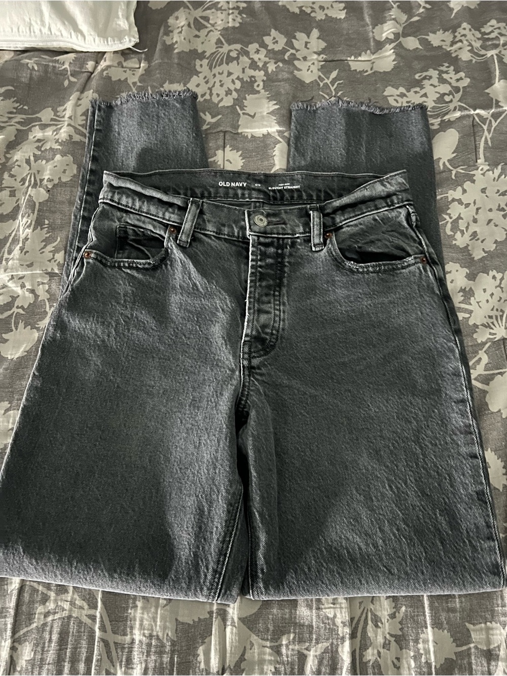 Old Navy Washed Black High-Rise Straight Jeans
